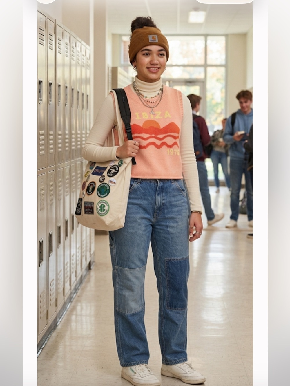 NWOT BDG Ibiza 1976 Peach Knit Vest | Retro Boho Coastal Cowgirl Cropped L - Picture 2 of 9